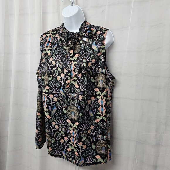 Modcloth Tank Peacock Art Deco Black Whimsigoth Goth Boho Floral 1X - Picture 4 of 11